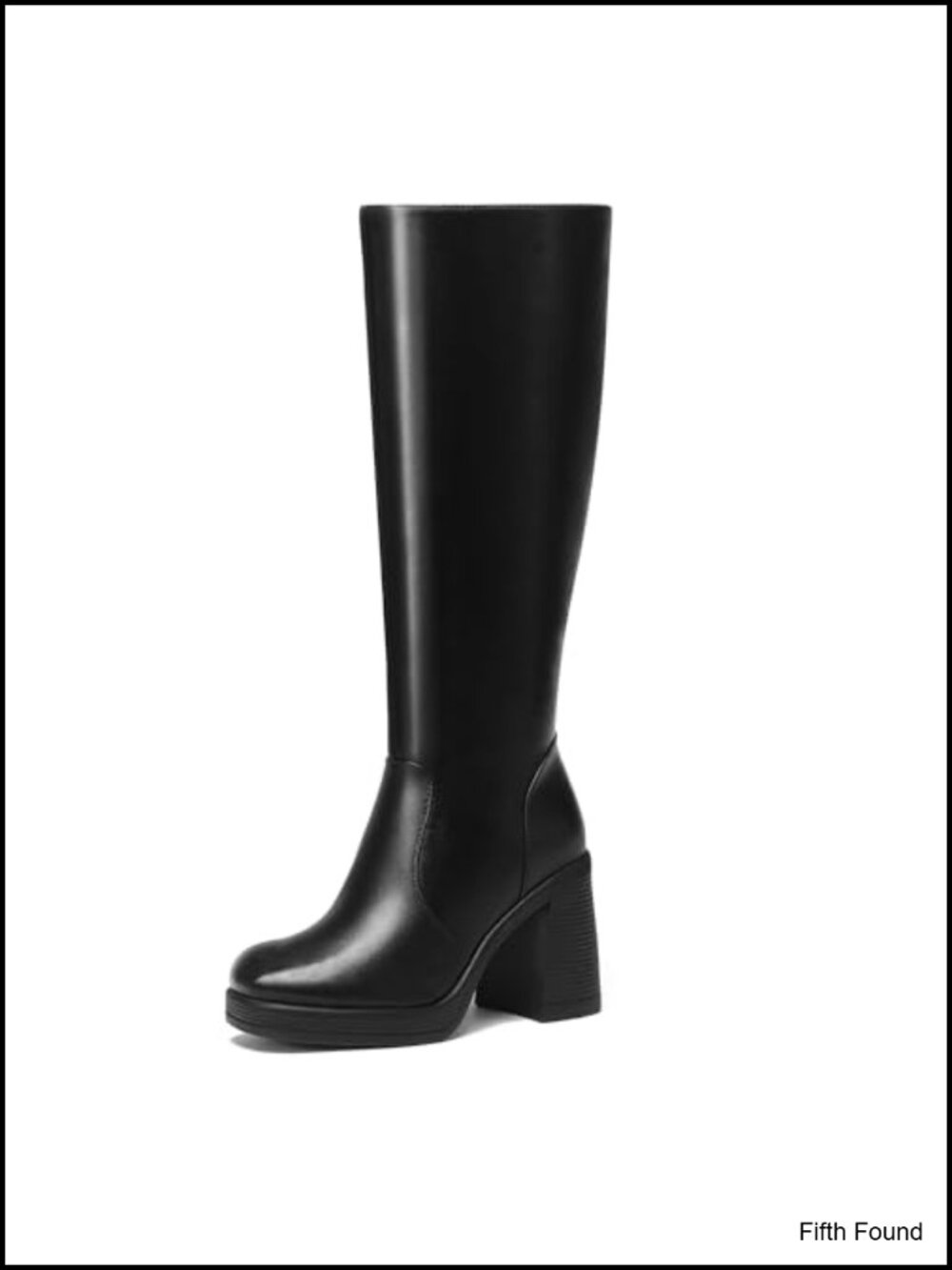 Knee High Boots Women Chunky Heeled Square Toe Platform Tall Long Boots Side